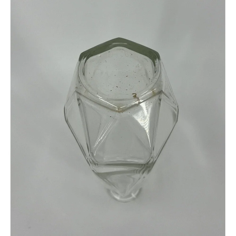 Vintage Clear Glass Liquor Bottle Decanter Hexagon Mid Century Modern 12